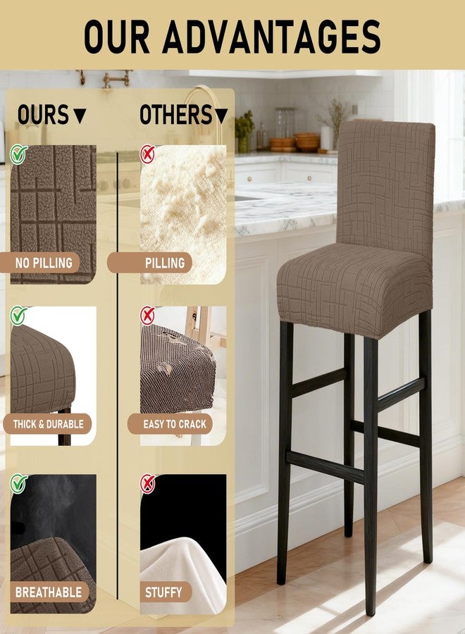 JIUZHEN أغطية كراسي بار مخملية من جيوتشن، عبوة من قطعتين، مقاومة للماء، مع مساند ظهر، قابلة للتمدد، مناسبة للمطابخ والمطاعم والمقاهي، قابلة للغسل، مناسبة لكراسي البار العالية، قابلة للإزالة، لون قهوة - Image 5